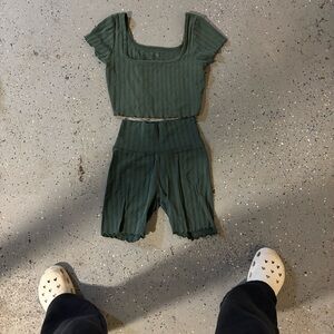 Green Ribbed Two-Piece Set by Aerie